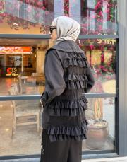 zeta organze fırfır detay ceket siyah 4