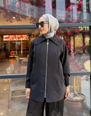 zeta organze fırfır detay ceket siyah 5