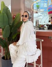 zeta organze fırfır detay ceket beyaz 3