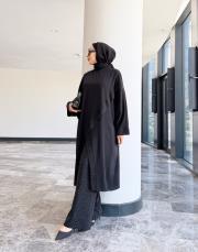 almera taşlı asimetrik tunik siyah 2