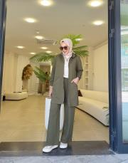 softova kapüşonlu kap haki