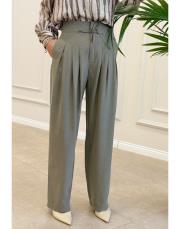 eloria pile detay pantolon haki 5