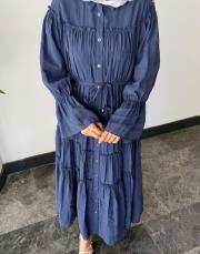 fırfır detay kat kat elbise lacivert 5