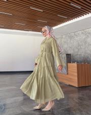 fırfır detay kat kat elbise mint 3