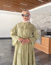 fırfır detay kat kat elbise mint 4