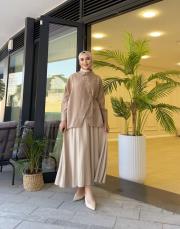 asimetrik basic gömlek vizon 2