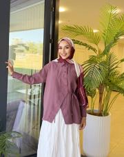 asimetrik basic gömlek mürdüm