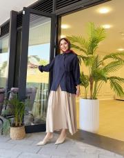 asimetrik basic gömlek lacivert