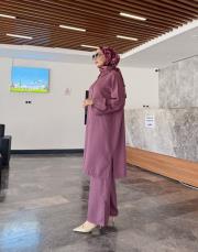 uzun gömlekli takım mürdüm 2