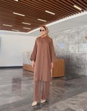 uzun gömlekli takım kahve 2