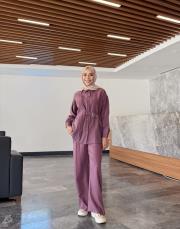 kemer detay gömlek mürdüm