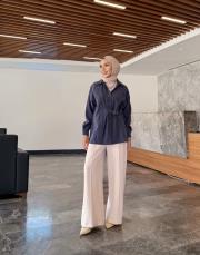 kemer detay gömlek lacivert 3