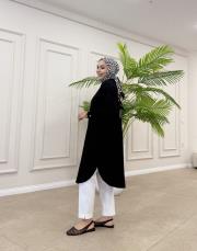 uzun basic müslin gömlek siyah