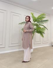 uzun basic müslin gömlek vizon 2