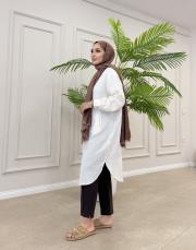 uzun basic müslin gömlek ekru