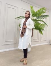 uzun basic müslin gömlek ekru 2