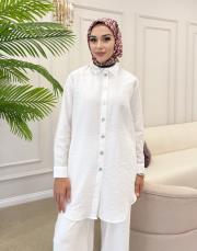 luva tencel gömlek beyaz