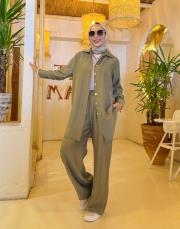 luva tencel gömlek haki 4