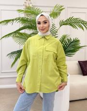 yandan bağlama detay gömlek yağ yeşili 2
