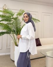 yandan bağlama detay gömlek beyaz 2