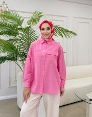 yandan bağlama detay gömlek fuşya 2