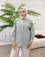 yandan bağlama detay gömlek mint 2