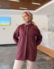 balon kol gömlek mürdüm