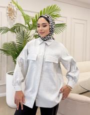 balon kol gömlek gri