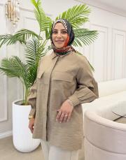 balon kol gömlek haki 2