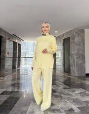 dikiş detay basic takım sarı 2