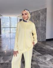dikiş detay basic takım sarı 3
