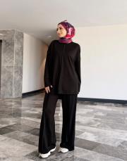 dikiş detay basic takım siyah