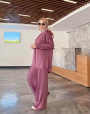 dikiş detay basic takım mürdüm 2