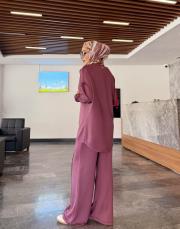 dikiş detay basic takım mürdüm 3