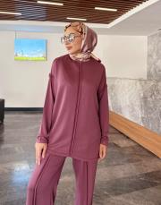 dikiş detay basic takım mürdüm 4