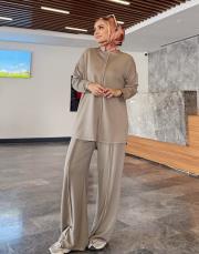 dikiş detay basic takım haki