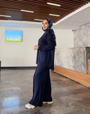 dikiş detay basic takım lacivert