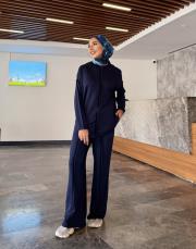 dikiş detay basic takım lacivert 4