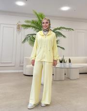 fermuarlı penye bomber takım sarı 2