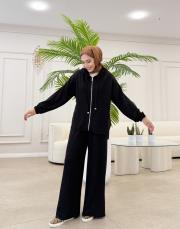 fermuarlı penye bomber takım siyah