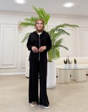 fermuarlı penye bomber takım siyah 3