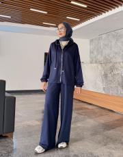 fermuarlı penye bomber takım lacivert