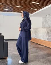 fermuarlı penye bomber takım lacivert 2