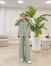 fermuarlı penye bomber takım mint