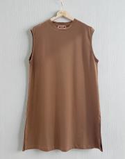 venna sıfır kol uzun basic içlik açık kahve