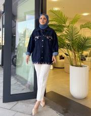 düğme detay kot ceket laci 3