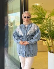 kanat desen kot ceket mavi 3