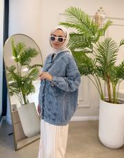 eskitme detay kot ceket mavi 3