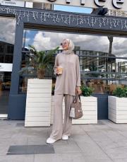 solea örme kapüşonlu sweat vizon 2