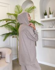 solea örme kapüşonlu sweat vizon 5